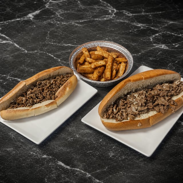 Two Plain Cheesesteaks & Small Fries Pick Up Special.
