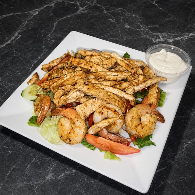 Grilled Chicken & Shrimp Salad.