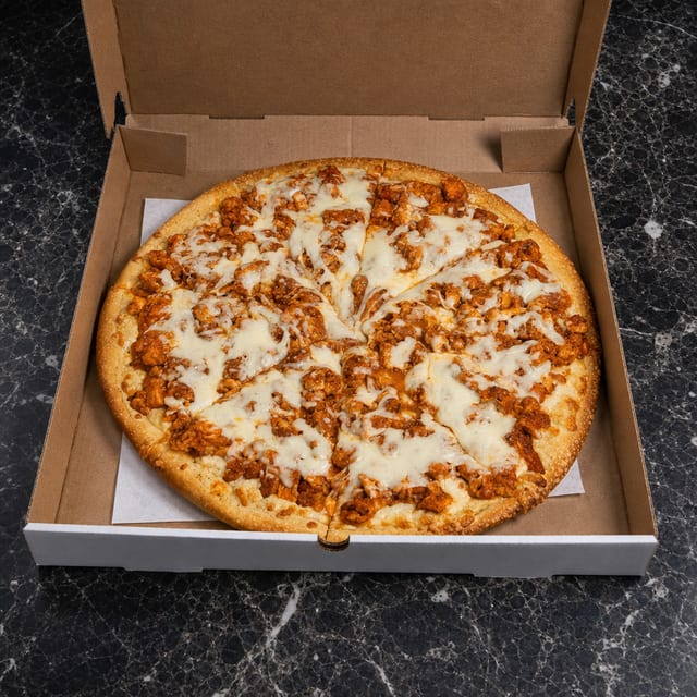 Pan Chicken Parmigiana Pizza.